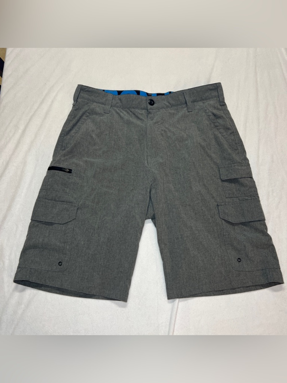 Iron Co. Men's Gray Stretch Cargo Shorts - Size 34